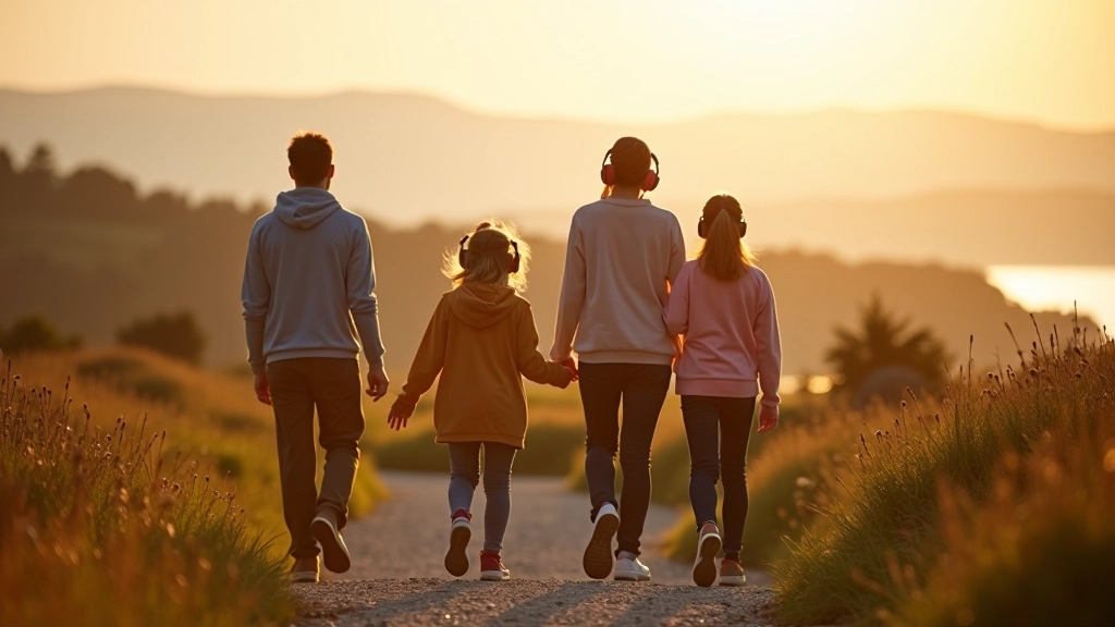 Perekond jalutab saarel audiogiide kuulates