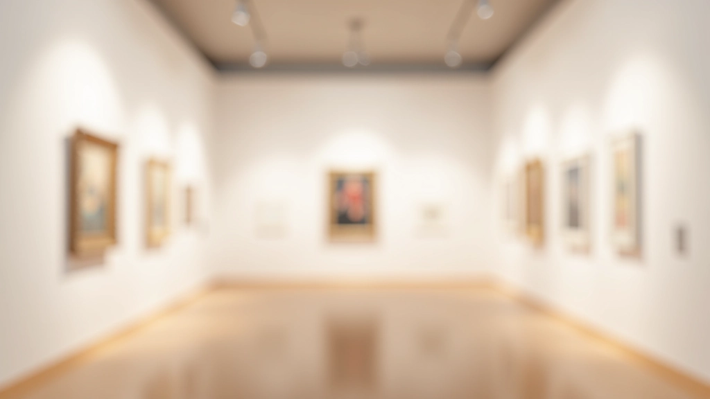 Muuseumi näitusesaal, valgus langeb eksponaatidele, minimalistlik kujundus